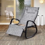 Outsunny Patio Adjustable Rocking Lounge Chair Rocker Outdoor Seat w/ Pillow Footrest