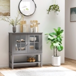 HOMCOM Modern Sideboard Buffet Cabinet Wood Console Table with Glass Doors Kitchen Dining Room Furniture White(c-3)
