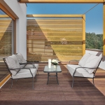 Outsunny 4 Pcs Metal Frame Garden Chatting Set w/ Sofa 2 Chairs Glass Top Table Foam Cushions