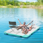 Outsunny Water Inflatable Floating Dock, Inflatable Platform Island, Large Floating Mat Raft for Pool, Ocean