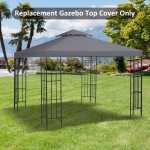 Outsunny 10' x 10' Square 2-Tier Gazebo Canopy Replacement Top Cover Outdoor Garden Sun Shade, Deep Grey