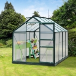 Outsunny 6.2'x8.3'x6.6' Clear Polycarbonate Greenhouse Large Walk-In Green House Garden Plants Grow Galvanized Base Aluminium Frame