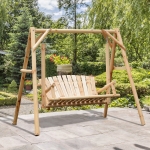 Outsunny Freestanding 6.5’ Wooden Loveseat Traditional Farmhouse Style Log Swing