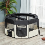 PawHut 49.2-inch Soft Pet Playpen Folding Tent Kennel Puppy Cat Dog Exercise Crate with Bag