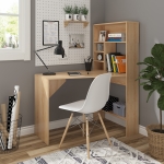 HOMCOM Modern Computer Office Desk Wood Corner Desk with Multi-Tier Storage Shelf
