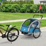 Aosom Baby Bike Trailer Baby 2 in 1 jogger stroller Kids Seat Cycling Hitch Blue