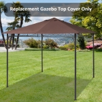 Outsunny 10' x 10' Square Gazebo Canopy Replacement UV Protected Top Cover Sun Shade Beige(c-2)
