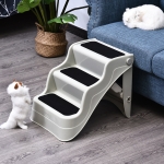 PawHut Wood Pet Stairs 2 In 1 Convertible Dog Steps and Carpeted Ramp Portable Foldable 3 Level Cat Ladder for High Bed Couch Car(c-3)