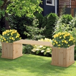 Outsunny Wooden Garden Planter & Bench Combination Garden Raised Bed Patio Park