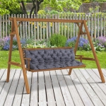 Outsunny 3 Seater Outdoor Seat Pads Bench Swing Chair Replacement Cushions Backrest for Patio Garden, Dark Grey