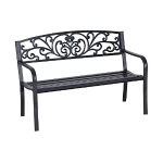 Outsunny 50" Cast Iron Blossoming Garden Decorative Patio Park Bench