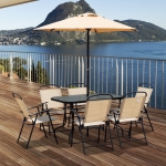 Outsunny 8pcs Garden Dining Set Outdoor Patio Furniture 6 Folding Chair 1 Table Backyard