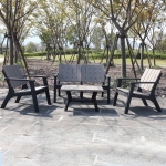 Outsunny 4 Piece Garden Furniture Set Patio Conversation Set 2-Seater Sofa 2 Single Chair Coffee Table with Storage Shelf for Lawn Backyard Poolside