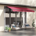 Outsunny 10' x 8' Manual Retractable Awning Sun Shade Shelter for Patio Deck Yard with UV Protection and Easy Crank Opening, Red
