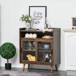 HOMCOM Retro Style Kitchen Sideboard Serving Buffet Storage Cabinet Cupboard with Glass Doors and Drawers, Adjustable Shelves(c-4)