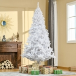 HOMCOM 6.9 ft Christmas Tree Winter Holiday Seasonal Decoration w/ Stand White