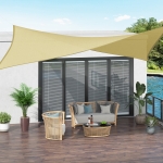 Outsunny Square 10' Canopy Sun Sail Shade Garden Cover UV Protector Outdoor Patio Lawn Shelter with Carrying Bag (Sand)