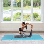 Soozier Folding GYM Exercise Mat with Handles for Yoga Fitness Core Workouts 45.25"L x 113.5"W x 2"T
