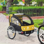Aosom 2-in-1 Two-Seat Baby Bike Trailer Stroller & Jogger Black/Yellow