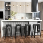 HOMCOM Set of 4 Bar Stools Kitchen Metal Steel Portable Stackable Seat 4pcs Black