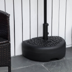 Outsunny Half Round Umbrella Base Fillable Patio Umbrella Stand Holder for Lawn, Deck, Backyard, Garden, 35 lb Water or 42 lb Sand, Black