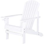 Outsunny Wooden Adirondack Chair Outdoor Fire Pit Seating, Classic Lounge Chair with Ergonomic Design & a Built-In Cup Holder for Patio, Backyard, Garden, Lawn, White