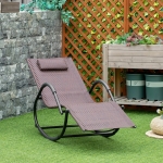 Outsunny Zero Gravity Rocking Lounge Chair, Patio Rocker w/ Removable Pillow, Recliner Seat for Indoor & Outdoor, Breathable Texteline, Brown