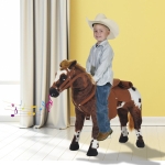 Qaba Standing Ride on Horse Children Cowboy Plush Pony Toy w/ Neighing Sound Brown