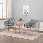 HOMCOM Tufted Dining Chairs Upholstered Velvet-Touch Fabric Accent Chairs with Beech Wood Legs Set of 2 Grey