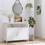 HOMCOM Retro Style Kitchen Sideboard Serving Buffet Storage Cabinet Cupboard with Glass Doors and Drawers, Adjustable Shelves(c-2)