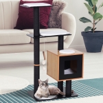 PawHut Cat Tree with Condo Sisal Scratching Post and Washable Mat Black