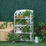 Outsunny Wooden Rustic 4-Tier Foldable Plant Stand W/ Adjustable Slatted Shelves White