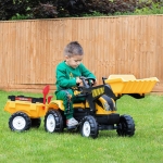 Aosom Front Loader Excavator Ride On Toy Kids Pretend Play Digger Tractor Construction Truck Pedal Control W/ 6 Wheels Controllable Bucket for 3-6 Years old