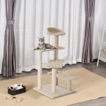 PawHut 39” Scratching Cat Tree Scratcher Revolving Steps Climbing Tower Post Pets Furniture Beige