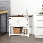 HOMCOM Storage Cabinet with Bottom Shelf, Kitchen Cupboard, Side Table, White