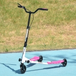 Qaba 3 Wheels Swing Scooter Kids Teenager Scooter Height Adjustable for Age 8+, Pink