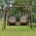Outsunny 2 Seater Outdoor Garden Swing Chair Patio Bench Canopy Outdoor Furniture Wooden