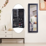 HOMCOM Black Mirrored Jewelry Cabinet Hanging Wall Mount Real Glass Mirror Locked (Black)