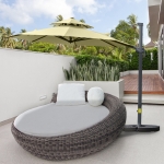 Outsunny 11ft Outdoor Cantilever Umbrella Rotatable Sun Shade Market Umbrella with Adjustable Angle & Double-top Canopy for Backyard Poolside Lawn and Garden Beige
