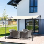 Outsunny 10'x10' Steel Gazebo Canopy Patio Outdoor Portable Sun Shelter Door Porch Cover Cream White