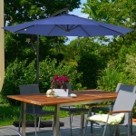 Outsunny 10ft Garden Parasol Sun Shade Patio Banana Hanging Rattan Set Umbrella Cantilever Blue