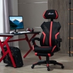 Vinsetto Racing Gaming Chair, Mesh Office Chair, High Back Computer Chair with Footrest, Lumbar Back Support, Swivel Wheels, Adjustable Height, Black Red