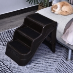 PawHut Wood Pet Stairs 2 In 1 Convertible Dog Steps and Carpeted Ramp Portable Foldable 3 Level Cat Ladder for High Bed Couch Car(c-2)
