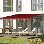 Outsunny 8'x7' Manual Retractable Water-resistant Sun Shade Patio Awning Outdoor Deck Canopy Shelter, Wine Red
