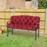 Outsunny 3 Seater Outdoor Seat Pads Bench Swing Chair Replacement Cushions Backrest for Patio Garden, Wine Red