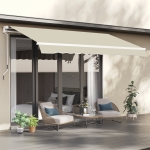 Outsunny 10' x 8' Retractable Awning Fabric Replacement Outdoor Sunshade Canopy Awning Cover, UV Protection, Green & White