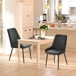 HOMCOM Set of 2 PU Leather Dining Chair Soft Leisure Seat with Metal Base