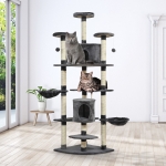 PawHut Luxury 79Inch Scratching Cat Tree Kitty Condo Multi Level Activity Center with Toys Dark Grey