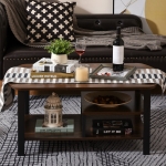 HOMCOM Industrial Coffee Table Rectangular Sofa Table with Undershelf Home Office