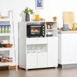 HOMCOM Compact Kitchen Pantry Buffet Server Hutch Storage Cabinet with Microwave Oven Stand Drawer and Shelves, White